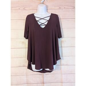 American Eagle Soft & Sexy Favorite T Burgundy Short Sleeve Tee Size Small